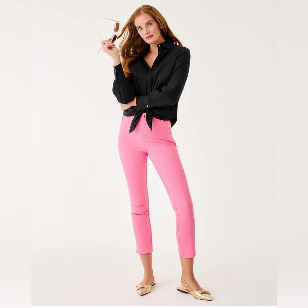 NWT Lilly Pulitzer Confetti Pink Ana 29” High Rise Pants - Picture 2 of 2